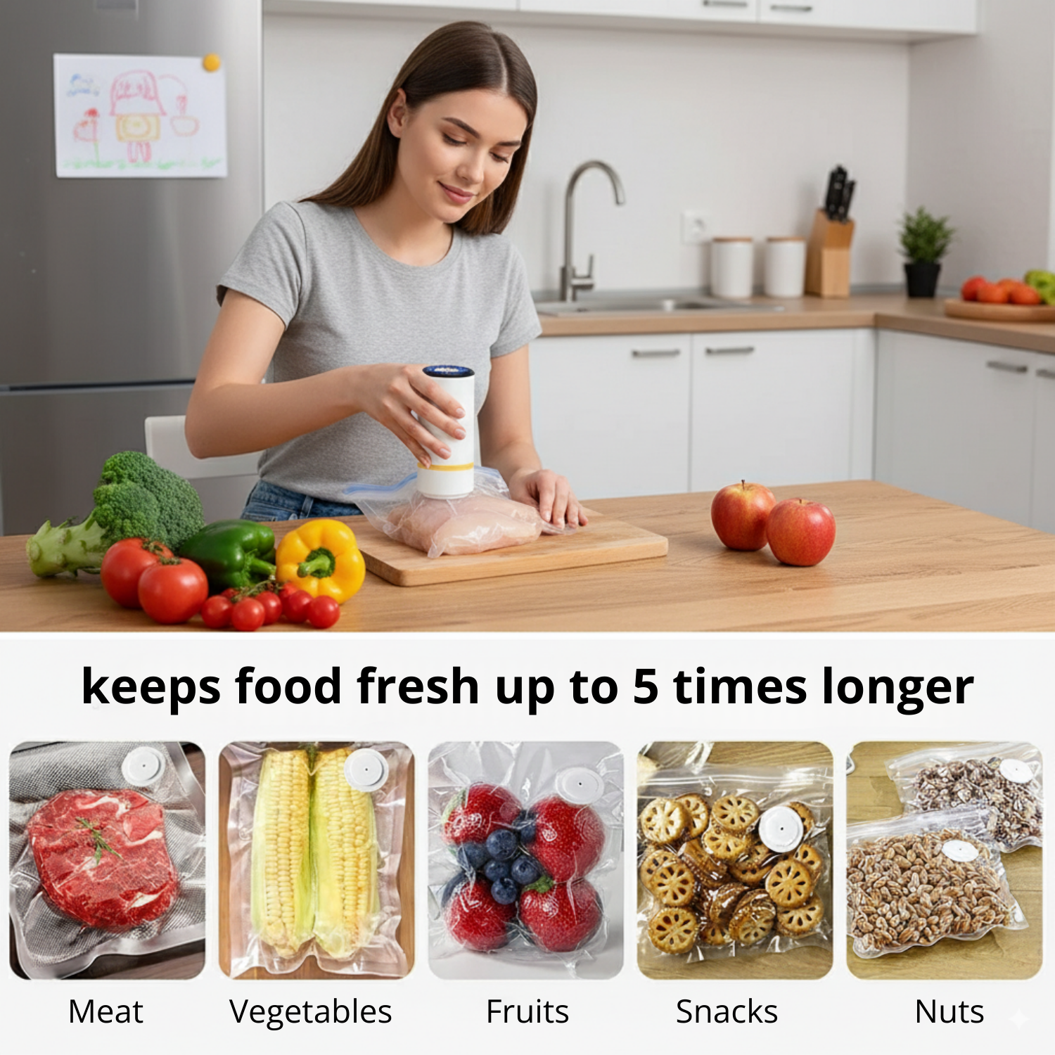 FreshSeal™ Electric Vacuum Sealer Pump with Vacuum bags Multipack