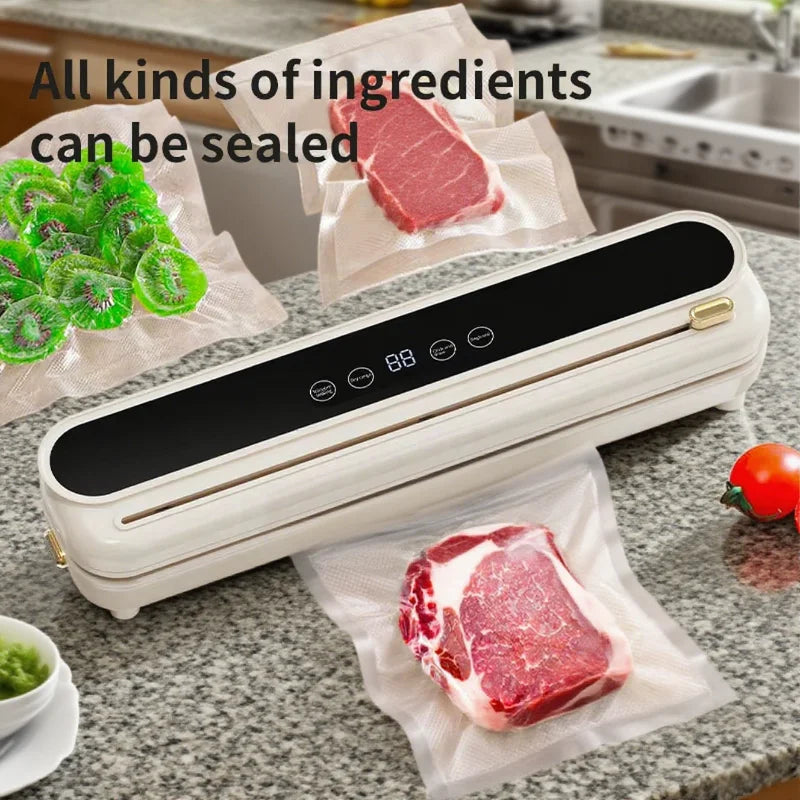 New Electric Vacuum Sealer for Kitchen Dry Wet Food Storage Built-in Cutter Touch Button Easy Seal Food Household Appliance