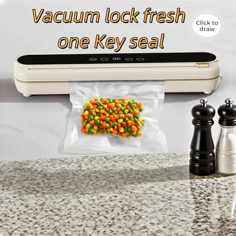 New Electric Vacuum Sealer for Kitchen Dry Wet Food Storage Built-in Cutter Touch Button Easy Seal Food Household Appliance