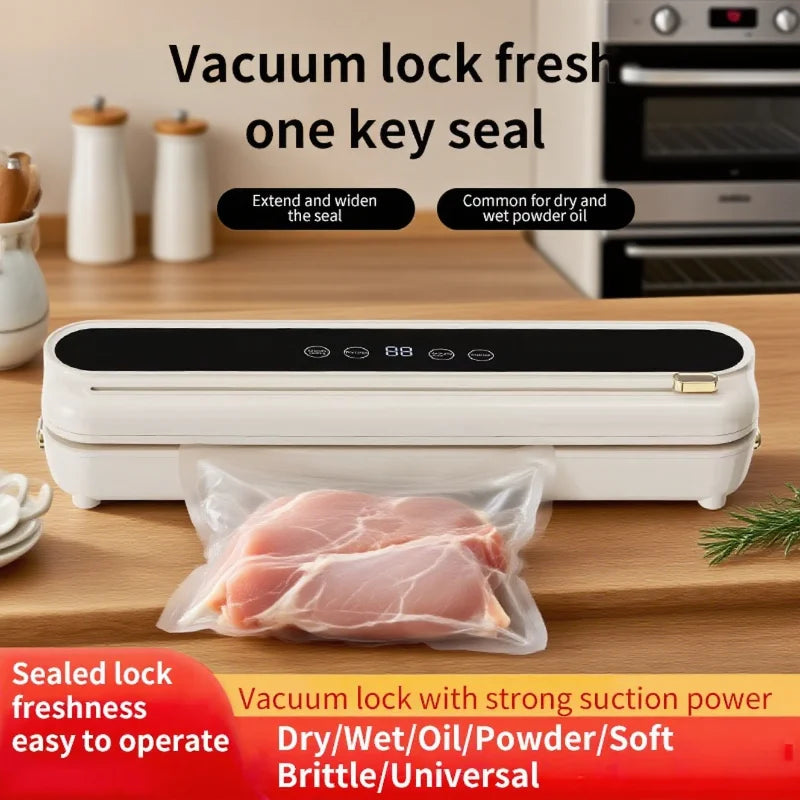 New Electric Vacuum Sealer for Kitchen Dry Wet Food Storage Built-in Cutter Touch Button Easy Seal Food Household Appliance